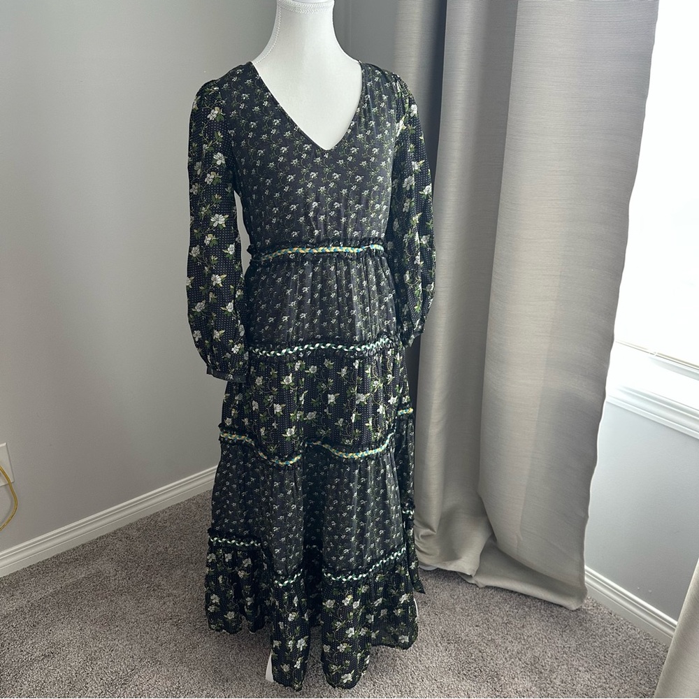 Anthropologie Karolina Tiered Floral Maxi Dress